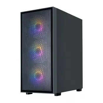 Zalman S6 ATX Mid Tower PC Case, 3 x 140mm + 1 x 120mm Fixed RGB Fans, Tempered Glass, Black