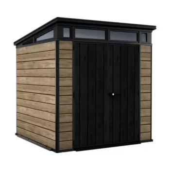 KETER Deco Pent 7x7 Garden Shed ash wood tone