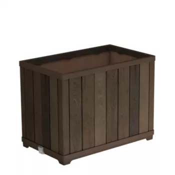 KETER Deco Rectangular Tall Planter Walnut Flower Pot