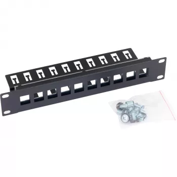 TRITON RAB-PP-X03-C1 10-Port keystone patch panel 1U 19-inch rack mount blank panel black