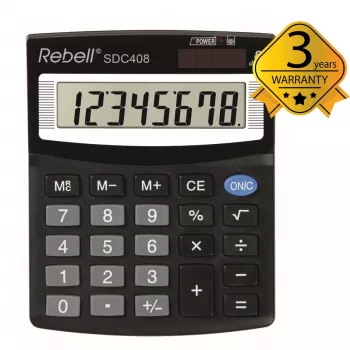 Rebell SDC408 semi-desktop calculator, 8-Digit, black