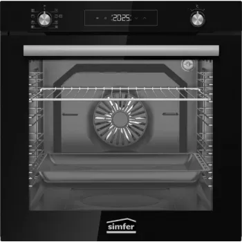 Simfer BI-81608P Pyrolytic Built-In Oven, 80 L, 10 Functions, Electronic Touch Control, Energy Efficiency Class A, Black