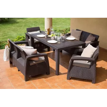 KETER Corfu Fiesta Garden Furniture Set Brown