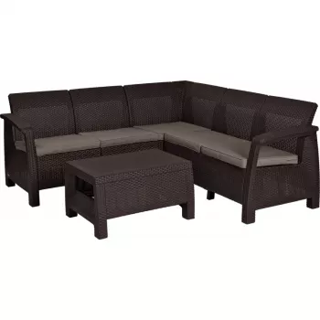 KETER Corfu Relax Garden Furniture Set Brown