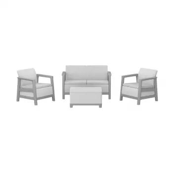 KETER garden furniture set Scandi Linea 2-seater set light grey/dark steel grey