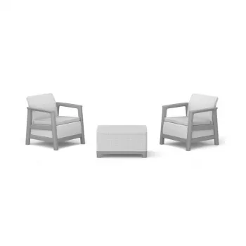 KETER Garden Furniture Set Scandi Linea Balcony Set Light Grey/Dark Steel Grey