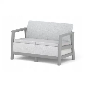 KETER Scandi Linea Two-Seater Garden Sofa 2-Seater Sofa Light Grey/Dark Steel Grey