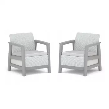 KETER Scandi Linea Garden Chairs 2 pcs Light Grey/Dark Steel Grey