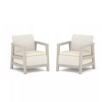 KETER Scandi Linea Garden Chairs 2 pcs Pebble Grey/Light Beige
