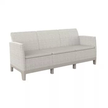 KETER Scandi Two-Seater Garden Sofa 3-Seater Sofa Pebble Grey/Light Beige