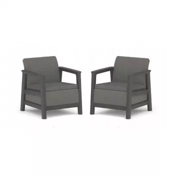 KETER Scandi Linea Garden Chairs 2 pcs Grey