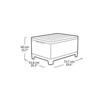 KETER Garden Table/Storage Box Scandi Storage Table Grey