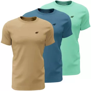 Men's T-Shirt 4F M4481 3-pack beige, blue, mint 4FWSS26TTSHM4481 91S 5XL