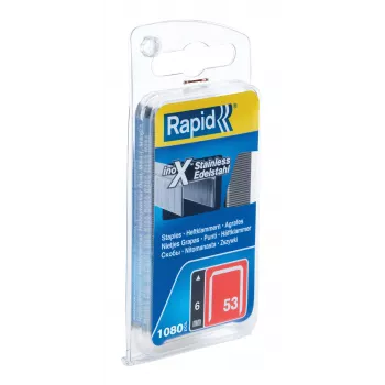 RAPID TOOLS Fine Wire Staples Type 53, 6 mm, Stainless Steel, Small Pack, on Card with Euro Hole, 1 Piece (40109509)