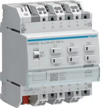 Hager TYAS606D KNX Secure Switch/Blind Actuator 6/3-Fold 16A C-Load