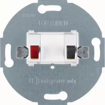 Hager WDF4800PW1 Speaker Connection Socket, 1-Gang, Polar White Matt