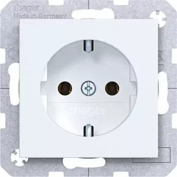 HAGER WAS1300WM SCHUKO Socket, Screw Lift Terminals, Alpine White