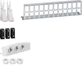 HAGER UM00M4 Multimedia Field Kit with 3 Schuko Sockets and 12 RJ45 Connections, White