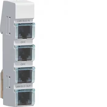 Hager LMN Bus Module, 4x RJ12 Sockets, Passive, Without Power Supply ZZ12LMN04P