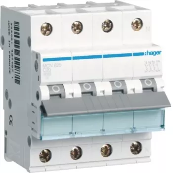 Hager MCN620 3P+N C-characteristic 20A 6kA miniature circuit breaker