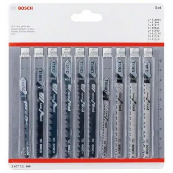 Bosch jigsaw blade set wood 2607011169 10 pieces T-shank HCS