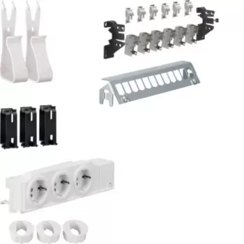 HAGER UM00M1 Multimedia Distribution Set with 3 Schuko Sockets and 12 RJ45 Cat.6 Patch Ports, 24 TE