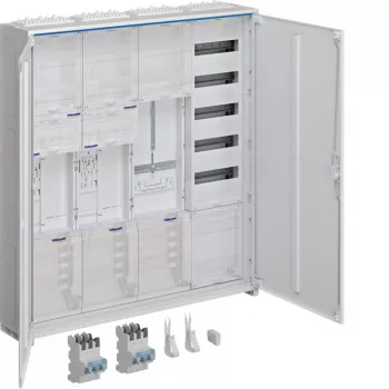HAGER ZB34SEQ29EN univers Z Complete Cabinet, 2 Meter Positions, 3 Fields, 5 Rows, 180 Modules, IP44, White