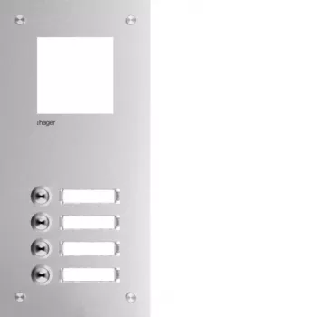 Hager RTQ104X Intercom Front Plate, 4 Buttons, Aluminium