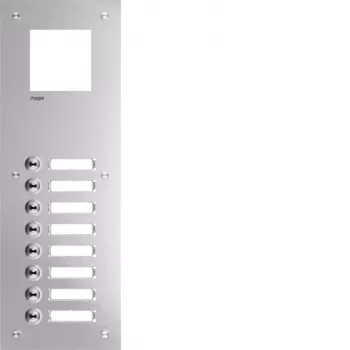 Hager RTQ108X Intercom Front Plate, Mono Audio, 8 Call Buttons, White