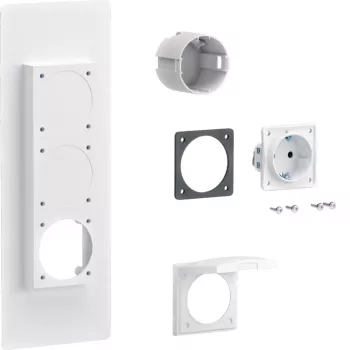 Hager universZ Flange-Mounted Schuko Socket, 1-Gang, 250 V, 16 A, Light Grey ZY01SD