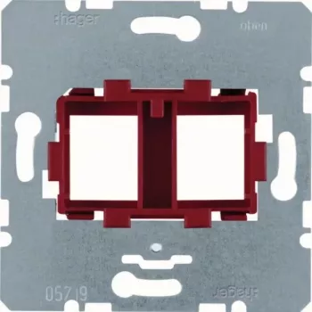 Hager WDF4711R 2-Gang Device Mounting Plate, White, Plastic, Screw Fixing, for WDF System
