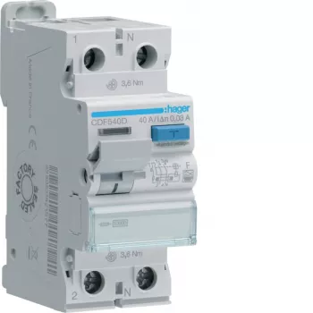 HAGER CDF540D Residual Current Device 2P 40A 30mA Type F 10kA