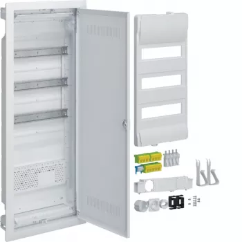 HAGER VH603WWH Multimedia Distribution Cabinet with Socket and Plastic Door