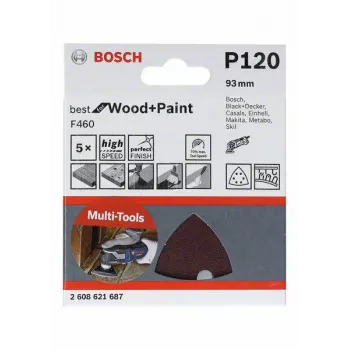 Bosch 2608621688 Delta Sanding Paper Grit 180, 93 mm, 5 Pieces