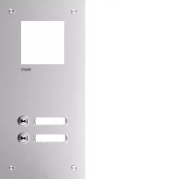 Hager RTQ102X Front Plate for Intercom, Mono, 2 Call Buttons, Aluminium