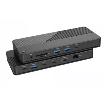 EXERTIS CONNECT KVM Switch with Docking Station, HDMI 4K Ultra HD, LAN, 4-Port USB Hub, Audio, Card Reader (061110)