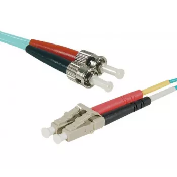 EXERTIS CONNECT Fibre Optic Patch Cable Eco, 50/125 µm, OM3 Fibre, LC Duplex Male/ST Duplex Male, Aqua, 5.0 m UPC UPC Polish (392734)