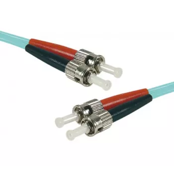 EXERTIS CONNECT HD OM3 Duplex ST-ST Multimode Fibre Optic Patch Cable, 50/125 µm, Aqua, 15 m 392777