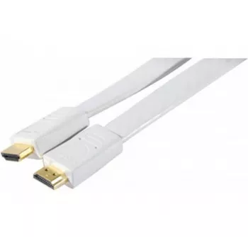 EXERTIS CONNECT High Speed HDMI Flat Cable, Gold-Plated Connectors, HDMI Type A Male to Type A Male, White, 1.8 m 128312