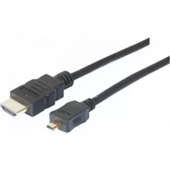 EXERTIS CONNECT Micro HDMI Cable High Speed with Ethernet, Gold-Plated, HDMI Type A to Micro HDMI Type D, 1.0 m 128490