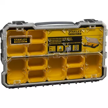 Stanley FatMax Pro-Stack Small Parts Organiser with 10 Removable Containers, Black/Yellow