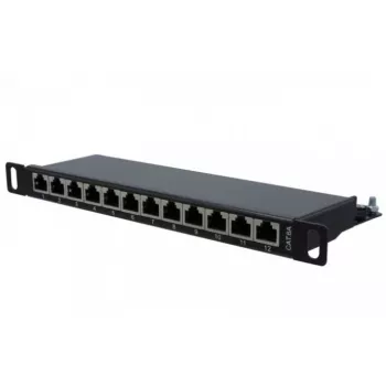 EXERTIS CONNECT Cat. 6A STP 10-Inch 0.5U 12-Port Patch Panel, Black 257312