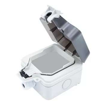 Exertis Connect Surface-Mounted Outdoor Enclosure IP66, 1-Gang, Light Grey RAL 7035 (273049)