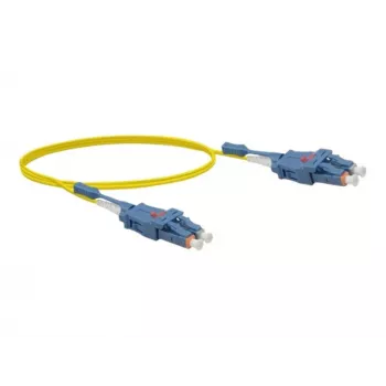 Exertis Connect LC/UPC to LC/UPC Single-Mode OS2 Duplex Fibre Optic Patch Cable, 5m, LSZH, Uniboot, Yellow 392934
