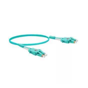 EXERTIS CONNECT Uniboot Fibre Optic Patch Cable, 50/125 µm, OM3, LC Duplex/LC Duplex, UPC, Aqua, 1.0 m (392941)