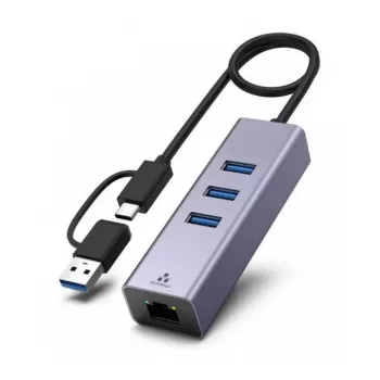 Exertis Connect USB 3.1 Gigabit Ethernet Network Adapter with USB Hub and Type-C Converter (310763)