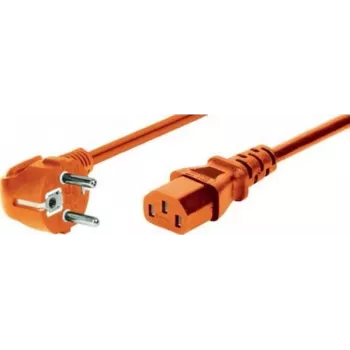 EXERTIS CONNECT Power Cable, Angled Schuko Plug to IEC C13 Socket, Orange, 0.6 m (808071)