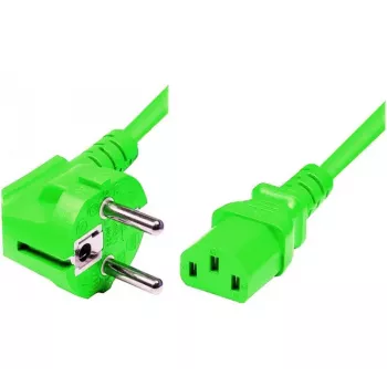 Exertis Connect Power Cable, Angled Schuko Plug to IEC C13 Socket, Green, 1.8 m (808016)
