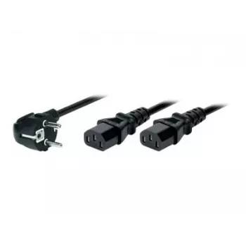 TECLINE Y Power Distribution Cable, Angled Schuko Plug to 2x IEC C13 Sockets, 1.8 m, Black 808410