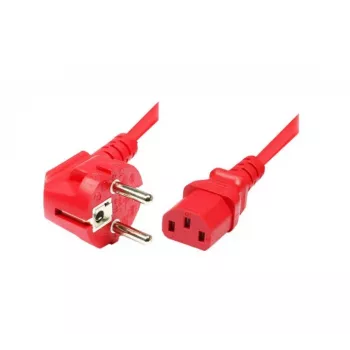 Exertis Connect Angled Schuko to IEC C13 Power Cable, Red, 5 m 808029